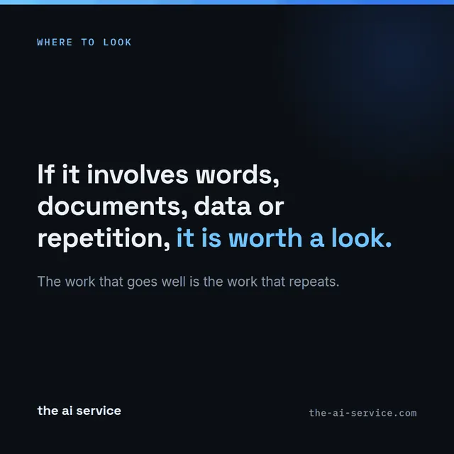 A square social card in the ai service&rsquo;s dark brand: If it involves words, documents, data or repetition, it is worth a look.